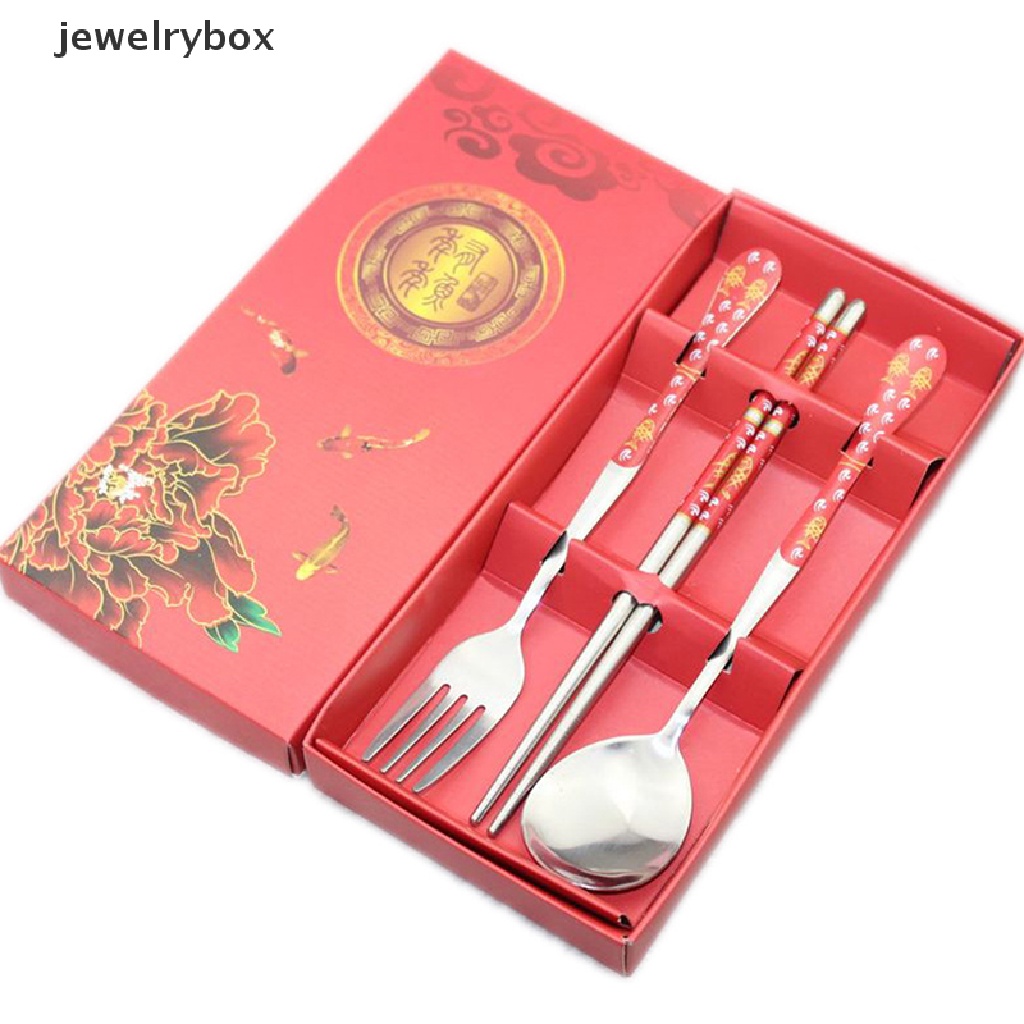 [jewelrybox] Stainless Steel Portabel Kreatif Korea Sumpit Sendok Pribadi Pola Ukiran Laser Tongkat Kartun Anak Hadiah Butik