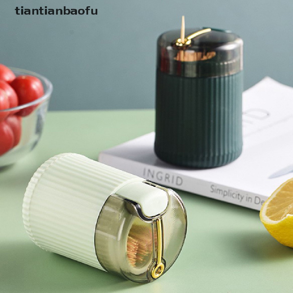 [tiantianbaofu] Kotak Tusuk Gigi Sederhana Dispenser Tusuk Gigi Ceative Push Automatic Eject Toothbrush Jar Holder Household Hadiah Nyaman Home Gadget Boutique