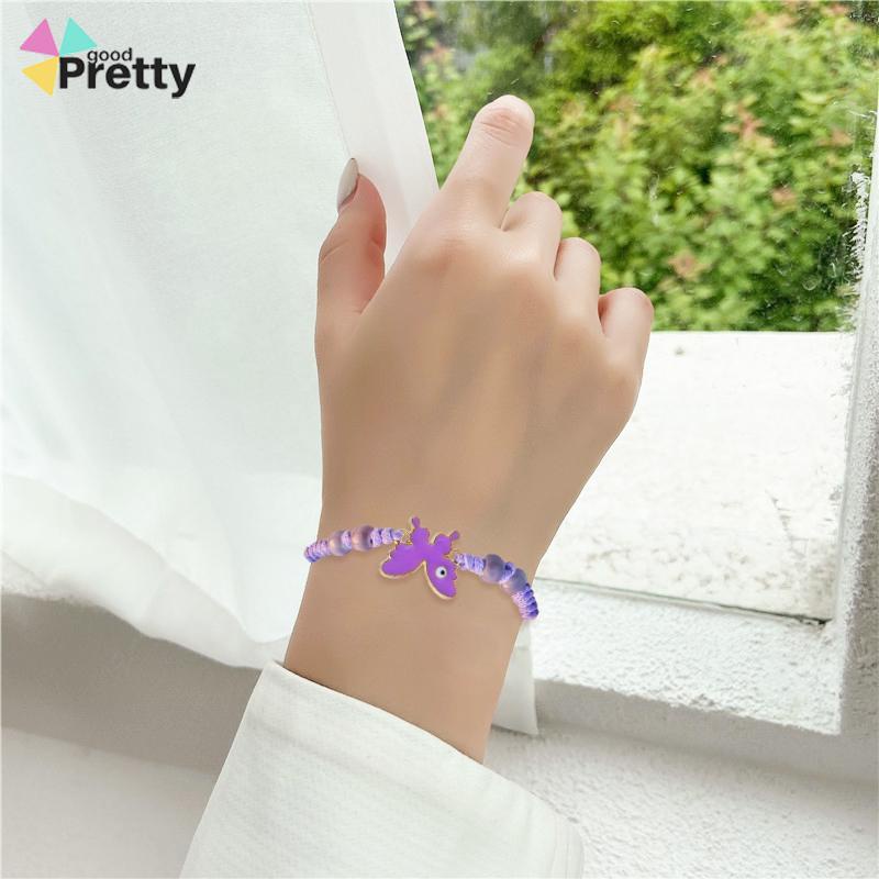 Gelang serut kupu-kupu Adjustable Tali gelang yang dikepang Aksesoris Fashion - PD