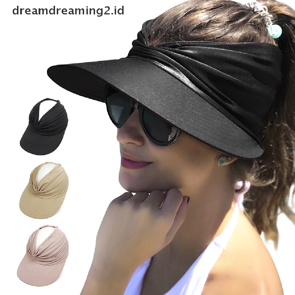 (hot) Topi Dewasa Lentur Untuk Wanita Anti UV Wide Brim Visor Hat Mudah Dibawa//