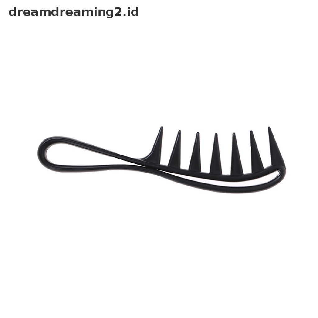 (hot) Hiu Jumbo Gigi Lebar Hitam Handle Grip Sisir Rambut Pria Hairdressing Teeth Comb//