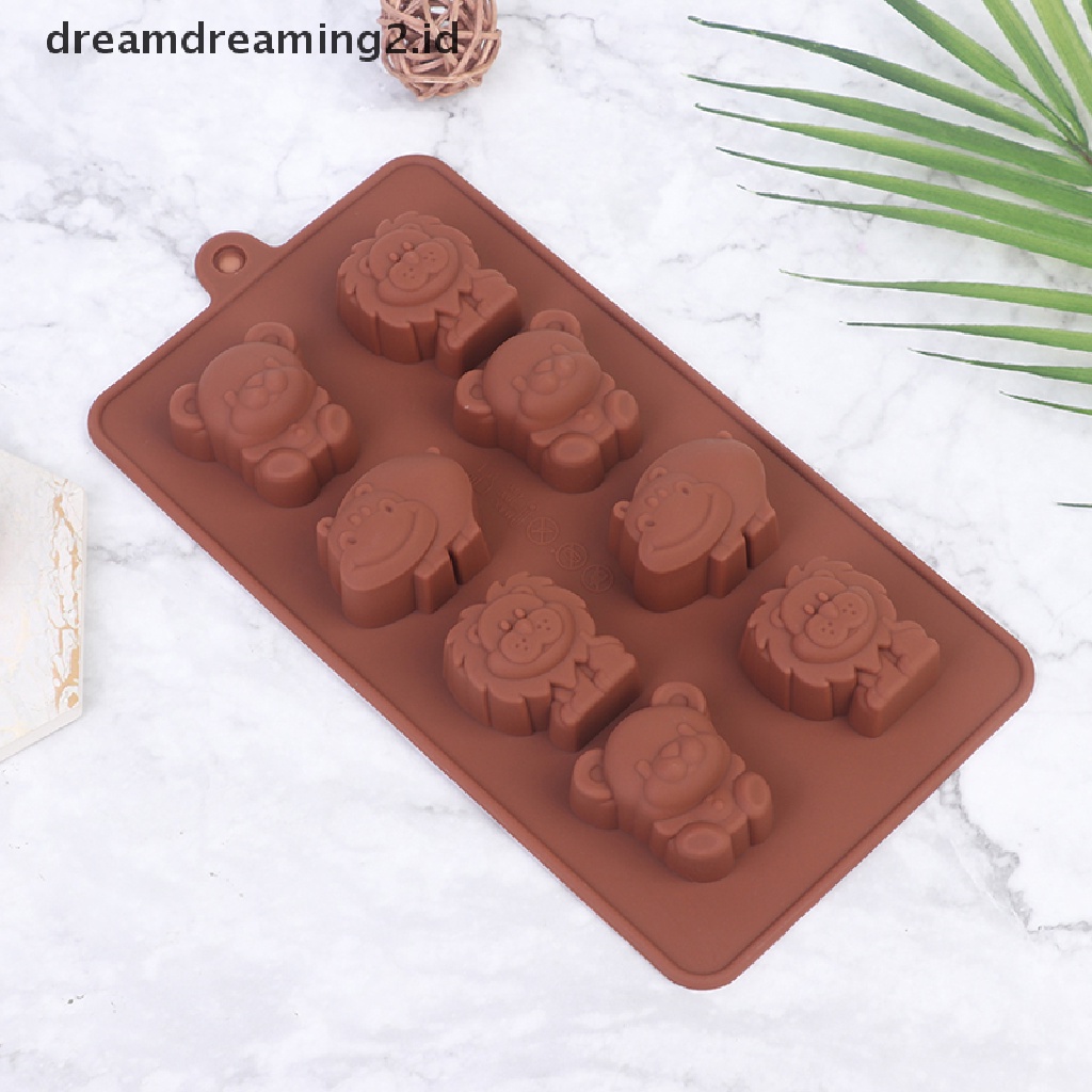 (hot) Cetakan Silikon Hewan Bentuk Hippo Lion Bear Coklat Sabun Kue Peralatan Dapur DIY//