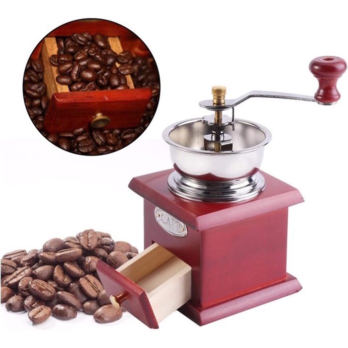 Alat Penggiling Biji Kopi Manual Tangan Coffee Grinders Kayu Retro old