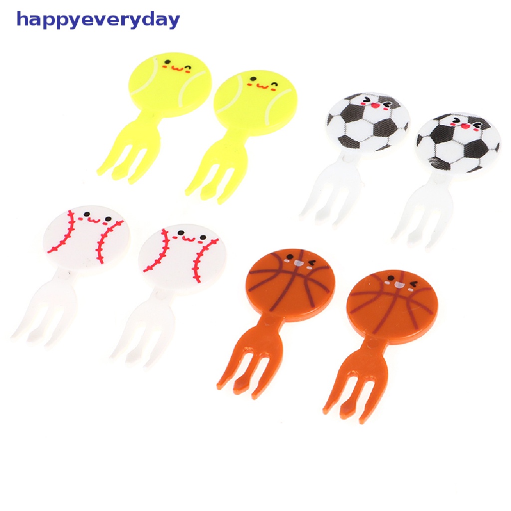 [happy] 8pcs Mini Football Sport Garpu Buah Kartun Snack Kue Dessert Makanan Tusuk Gigi [ID]
