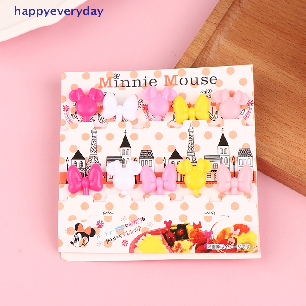 [happy] 10pcs Anak Garpu Buah Dessert Tusuk Gigi Reusable Lunch Prasmanan Picks Stick [ID]