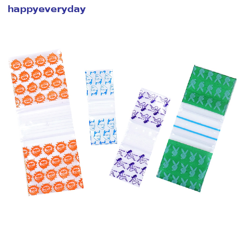 [happy] 1.6 * 2.1.8 * 2.5/2.5 * 3.3 * 4cm 100pcs/bag Gaya Acak Blok Kantong ziplock Kecil [ID]