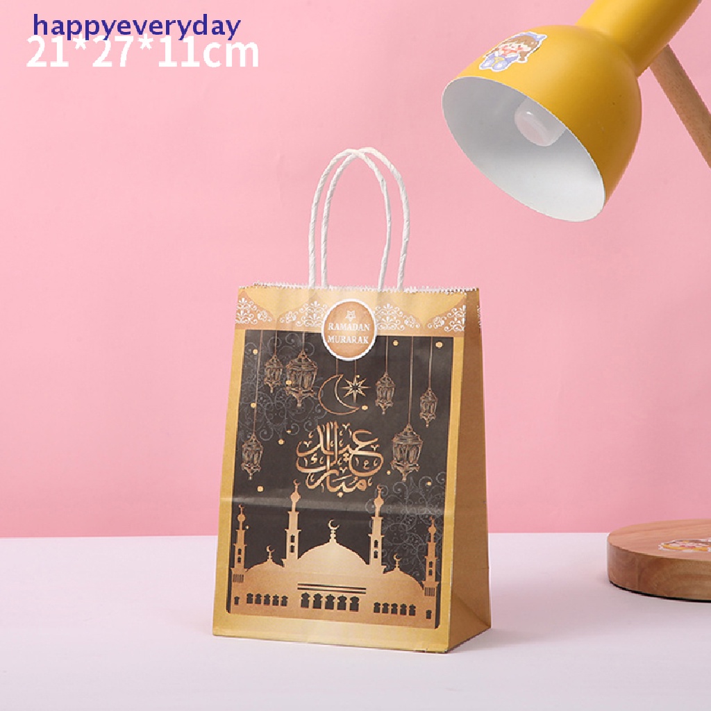 [happy] 6pcs/set Tas Bingkisan Kertas Eid Mubarak Ramadhan Favo r Bag Untuk Perlengkapan Pesta Gift [ID]