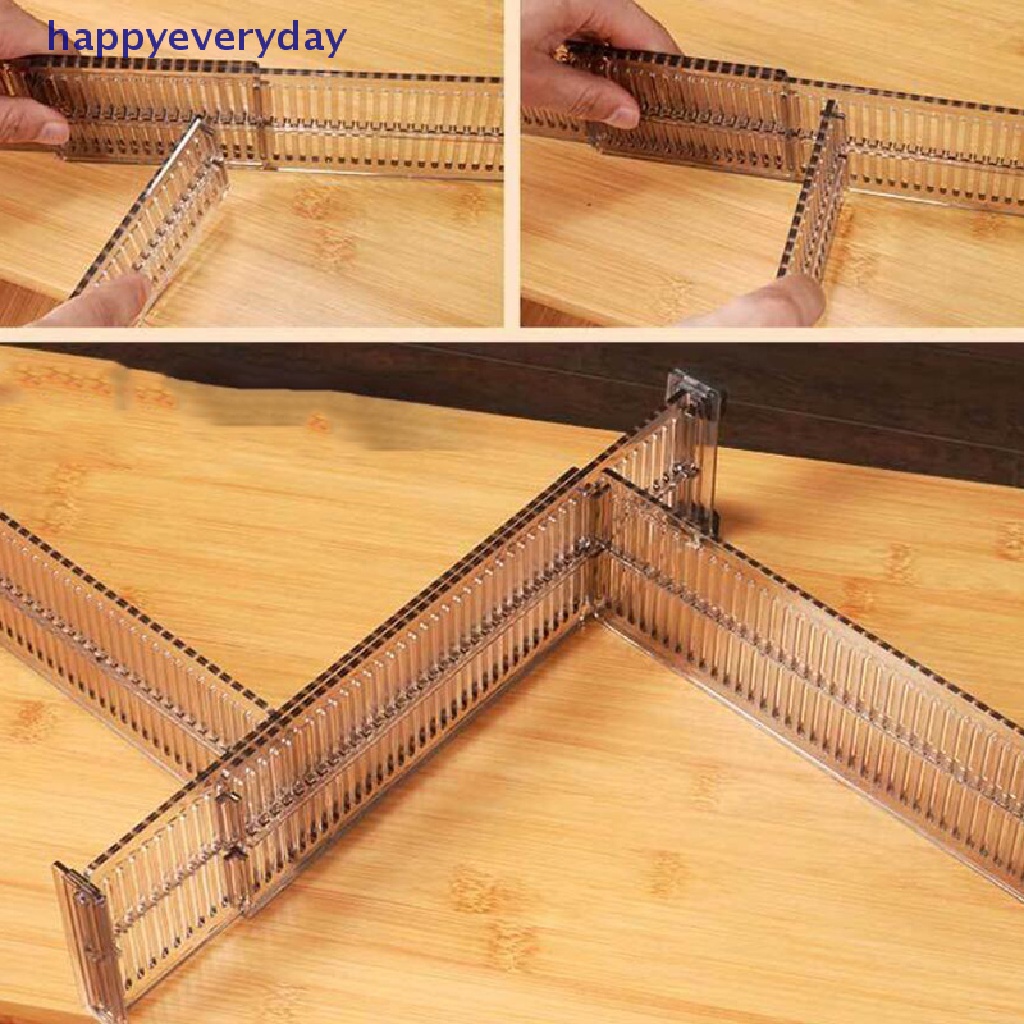 [happy] 2pcs Pembatas Laci Adjustable Organiser DIY Pemisah Penyimpanan Dapur Ruangan [ID]