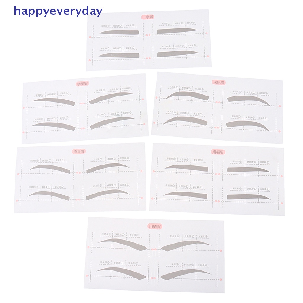 [happy] 24pasang Stiker Template Alis Adjustable Kartu Panduan Stensil Alat Makeup [ID]