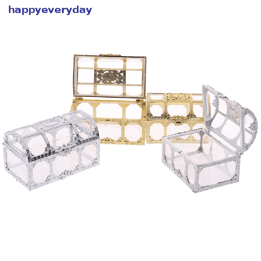 [happy] 1pc Portable Candy Hollow Gold Silver Treasure Chest Case Organizer Kotak Penyimpanan [ID]