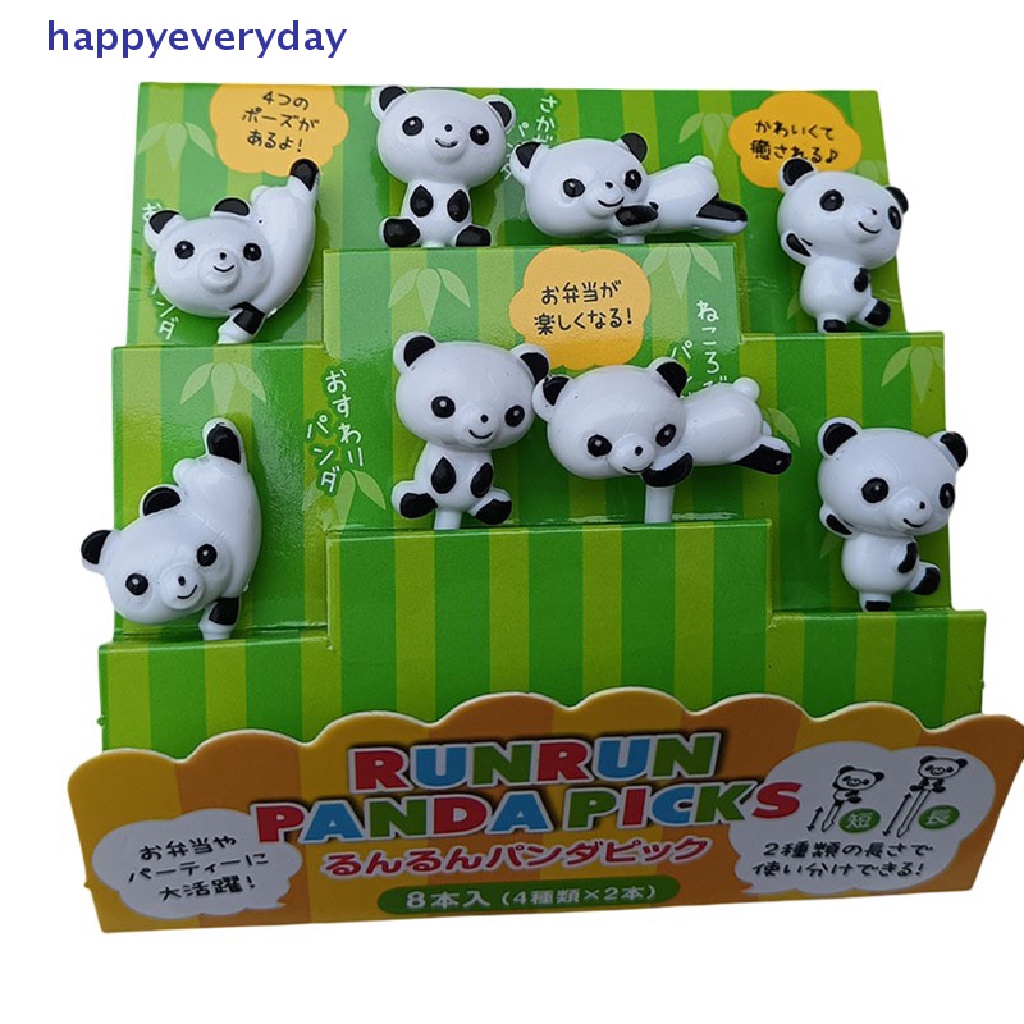 [happy] 8pcs/set Lucu Kartun Panda Garpu Buah Anak Snack Dessert Picks Tookpick [ID]