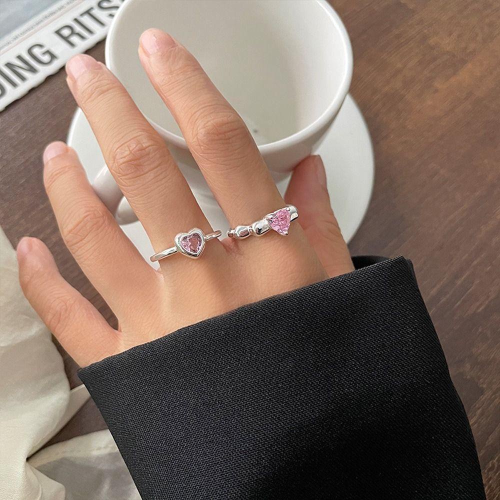 Mxbeauty Wanita Pembukaan Cincin Manis Halus Adjustable Niche Desain Hadiah Gadis Tembaga Persegi Zirkon Gaya Korea Ring