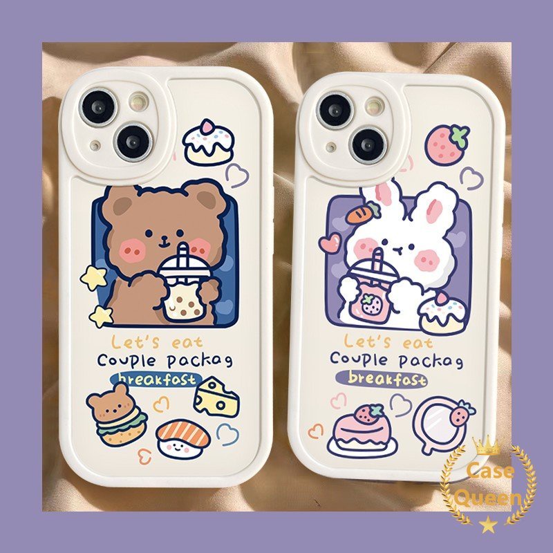 Cartoon Lovely Phone Case Infinix Hot 10s 10T 9 11 10 Play 11s Smart 6 5 Hot 10 Lite Note 8 Cute Bear Rabbit Strawberry Cake TPU Soft Couple Back Cover