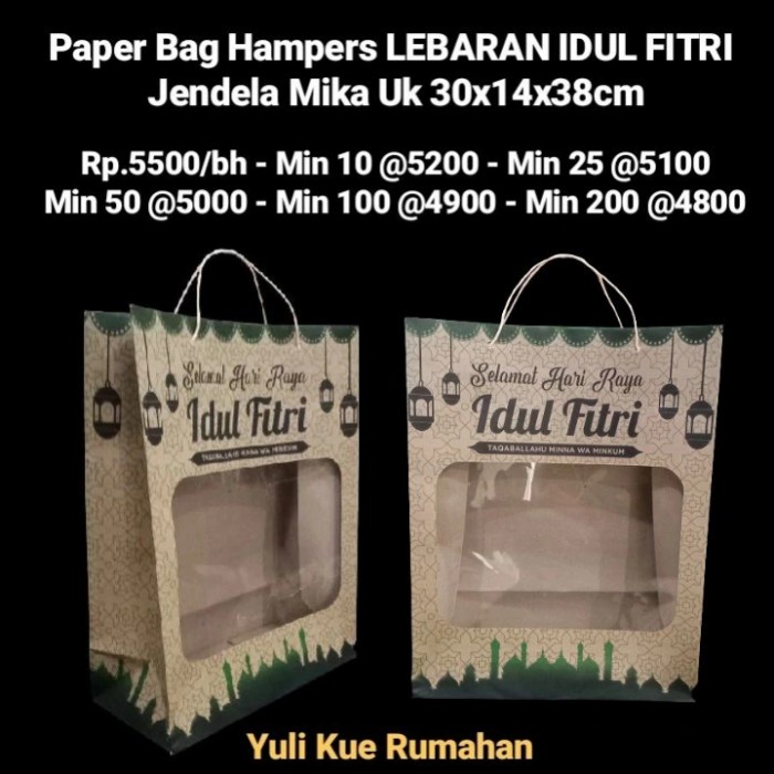 

Paper Bag Hampers LEBARAN IDUL FITRI Jendela Mika Uk 30x14x38cm