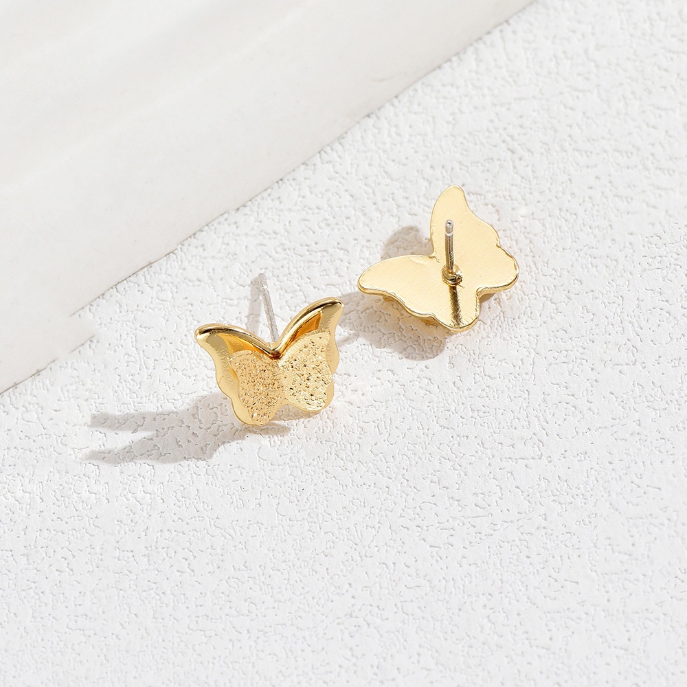 Anting Tusuk Kupu-Kupu Kecil Warna Emas Lucu Untuk Wanita Perhiasan Logam Minimalis Hadiah Pesta