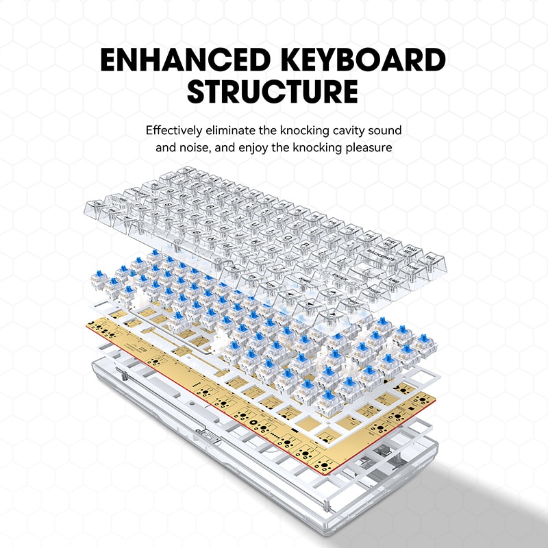 K840 84kunci Hotswap Keyboard Mekanik RGB Custom Keyboard Transparan Keycap Type-C Keyboard Mekanik Gaming Kabel Untuk Game