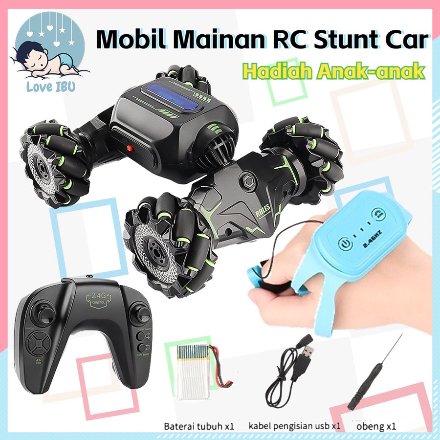 Mobil Mainan RC Stunt Car dengan Lampu Warna - Hadiah Liburan untuk Anak-anak, Gerak 360°, Sensor Gerak yang Dapat Disemprotkan dan Kontrol Tangan, Mobil Off-Road RC 4x4 dengan Remote Control