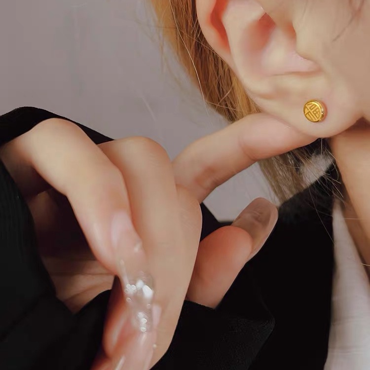 Anting Emas Fashion Fuzi Titanium Steel