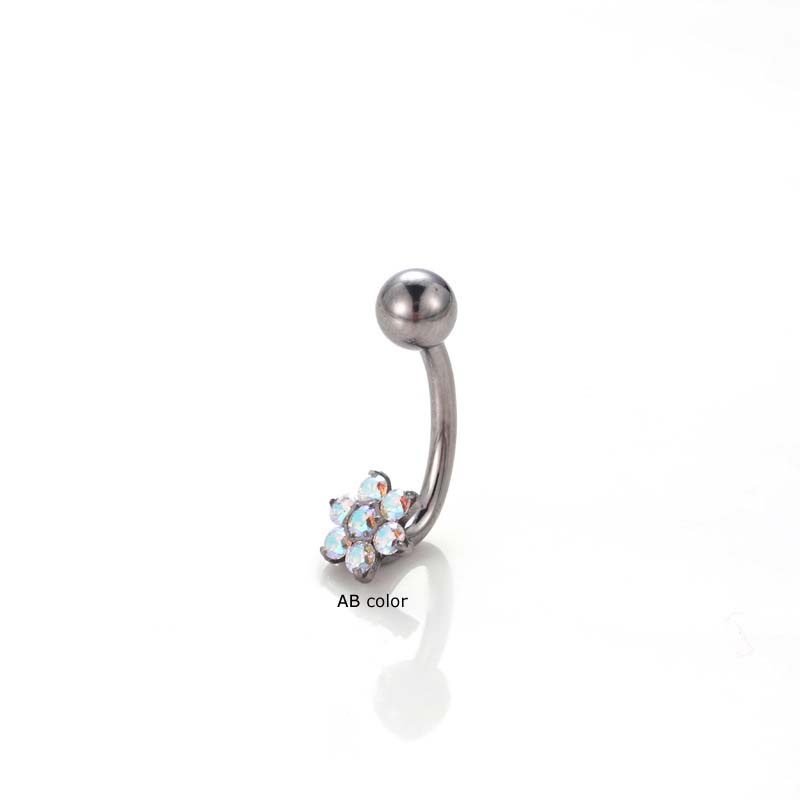 1biji Surgical G23 Bahan Titanium Steel Benang Internal 14Gauge Hypoallergenic Belly Button Ring Tindik Pusar Bentuk Bunga