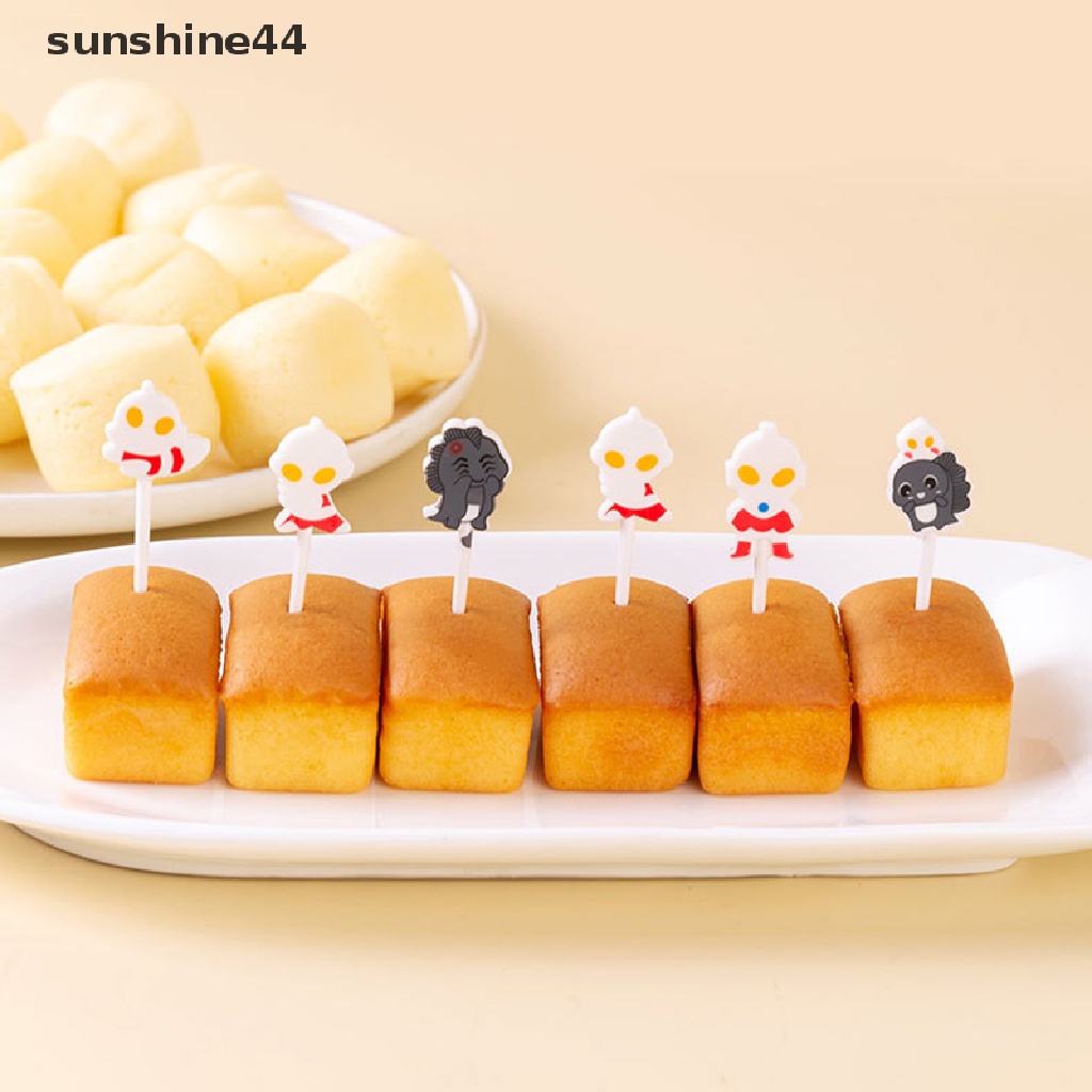 Sunshine 6/10Pcs Halloween Set Garpu Buah Ultraman Garpu Plastik Portable Kue Tusuk Gigi ID