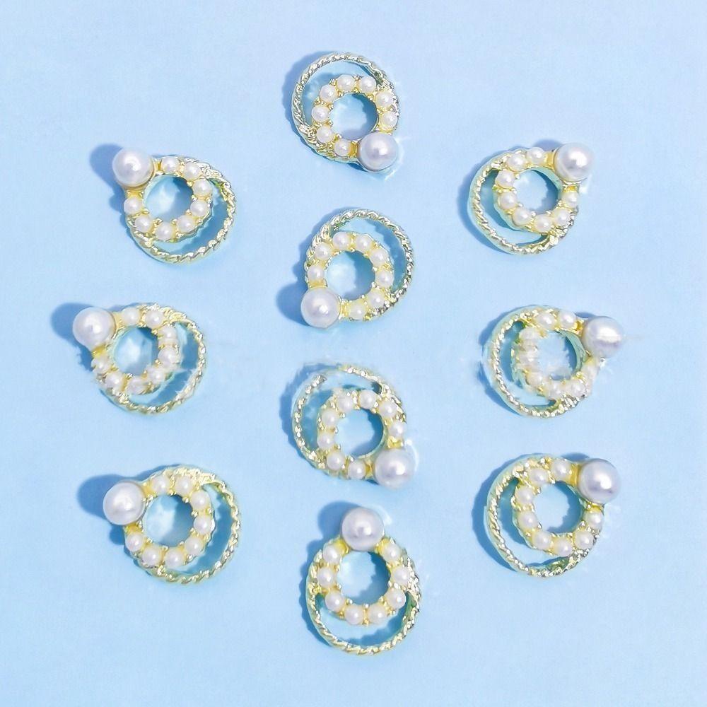 Mxbeauty Dekorasi Nail Art Gaya Perancis Mutiara Ikatan Simpul Mickey Kepala Rhinestones Berlian Cincin Aksesoris Kuku