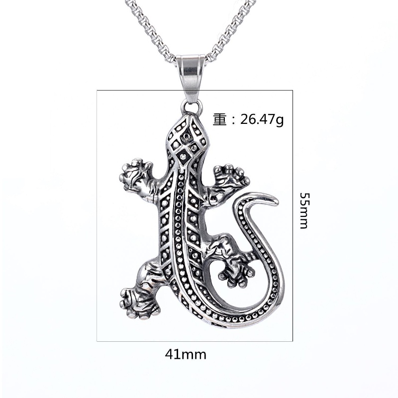 [Z H Perhiasan] Vintage Tokek Cicak Hip Hop Liontin Fashion Pria Dan Wanita Anti Karat Kalung Punk Pesta Rock Titanium Steel Perhiasan Aksesoris