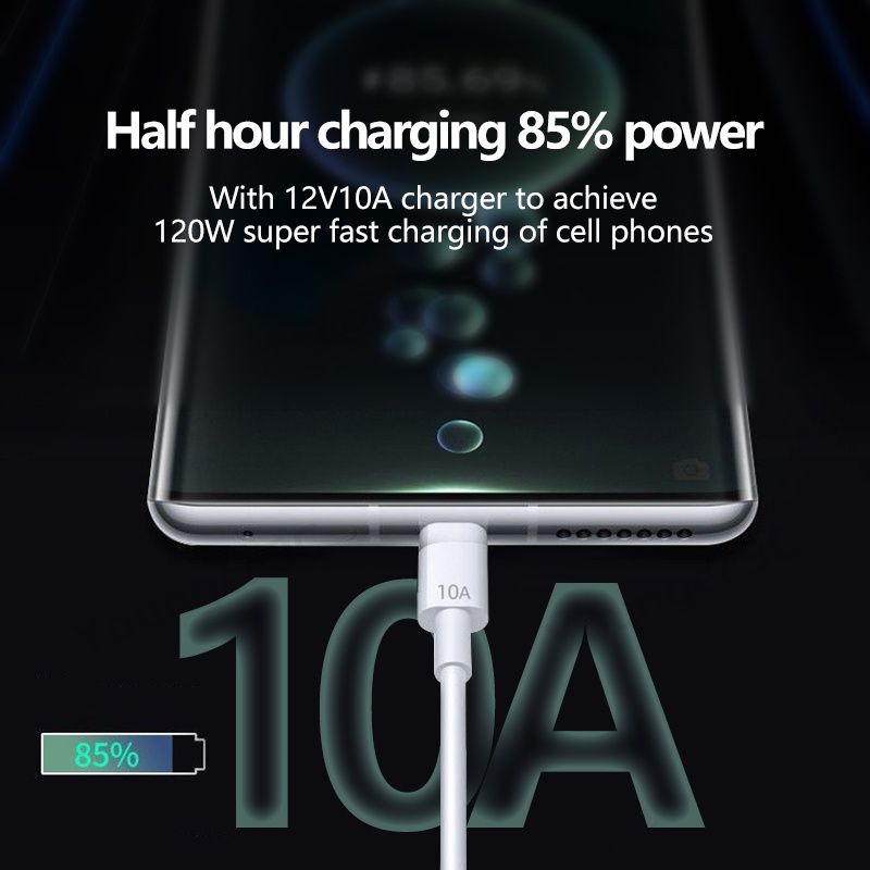 10a USB Type C Kabel Charge Super Cepat Tipe C Fast Charger Tipe C Charger Fast Charging 120W USB Fast Charing Kabel Data