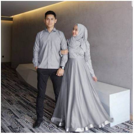 Baju Gamis Couple Sarimbit Suami Istri Pasangan kondangan Muslim Busana Keluarga Satu set agoda