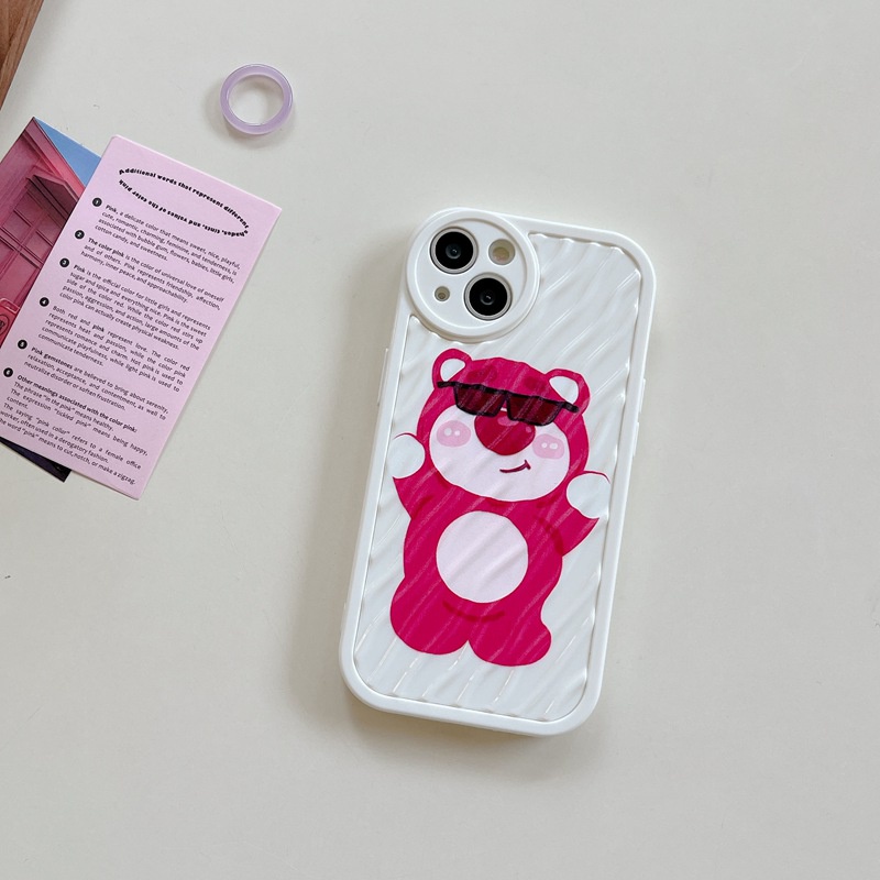 Lovely Strawberry Bear Girl Woman Soft Case HP iP iPhone 7 8 14 + Plus SE 2020 X XS XR Max 11 12 13 Pro Max FTD Wave Casing Apple