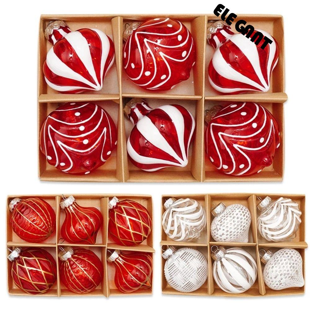 [Elegan] Bola Natal Transparan Tinggi 6 Pcs Hadiah Indah Berkilauan Dekorasi Rumah Perlengkapan Pesta Handmade Hiasan Natal