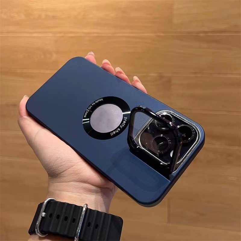 IPHONE Casing Mewah Iphone14 Pro Max Dengan standCase Iphone12 13 Pro Max Pelindung Kamera lens case Tertutup Penuh Perlindungan shockproof hard back cover