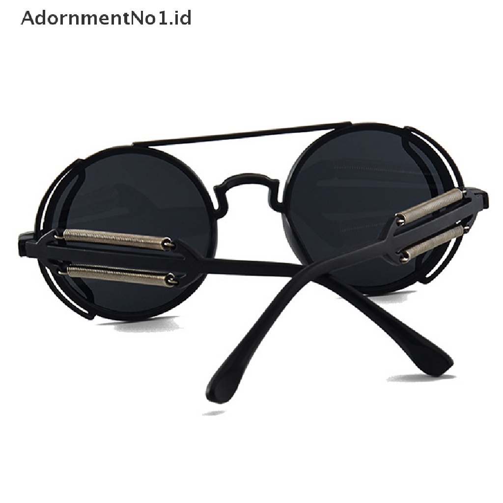 [AdornmentNo1] Kacamata Hitam Punk Steampunk Retro Pria Bulat Punk Eyewear Wanita UV400 Sunglasses [ID]