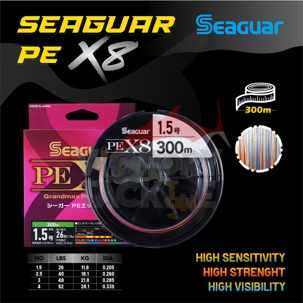 SENAR PANCING BENANG PE SEAGUAR GRANDMAX X8 300 METER MADE IN JAPAN