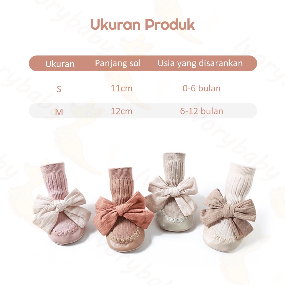 Ivorybaby 0-2 thn Sepatu bayi prewalker anti slip kaos kaki bayi lucu