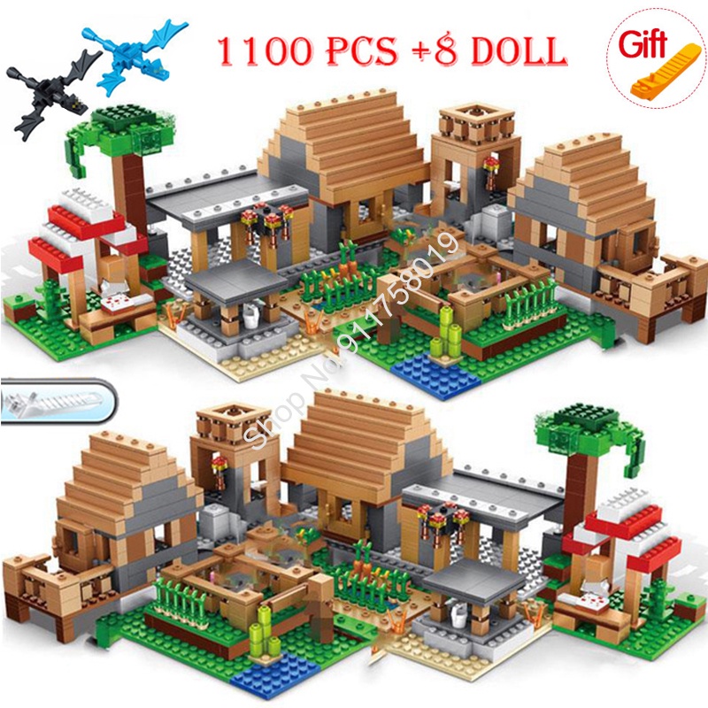 The Farm Cottage Minecraftinglys Blok Bangunan Gua Gunung My World Village Warhorse City Tree House With Elevator Brick Toy