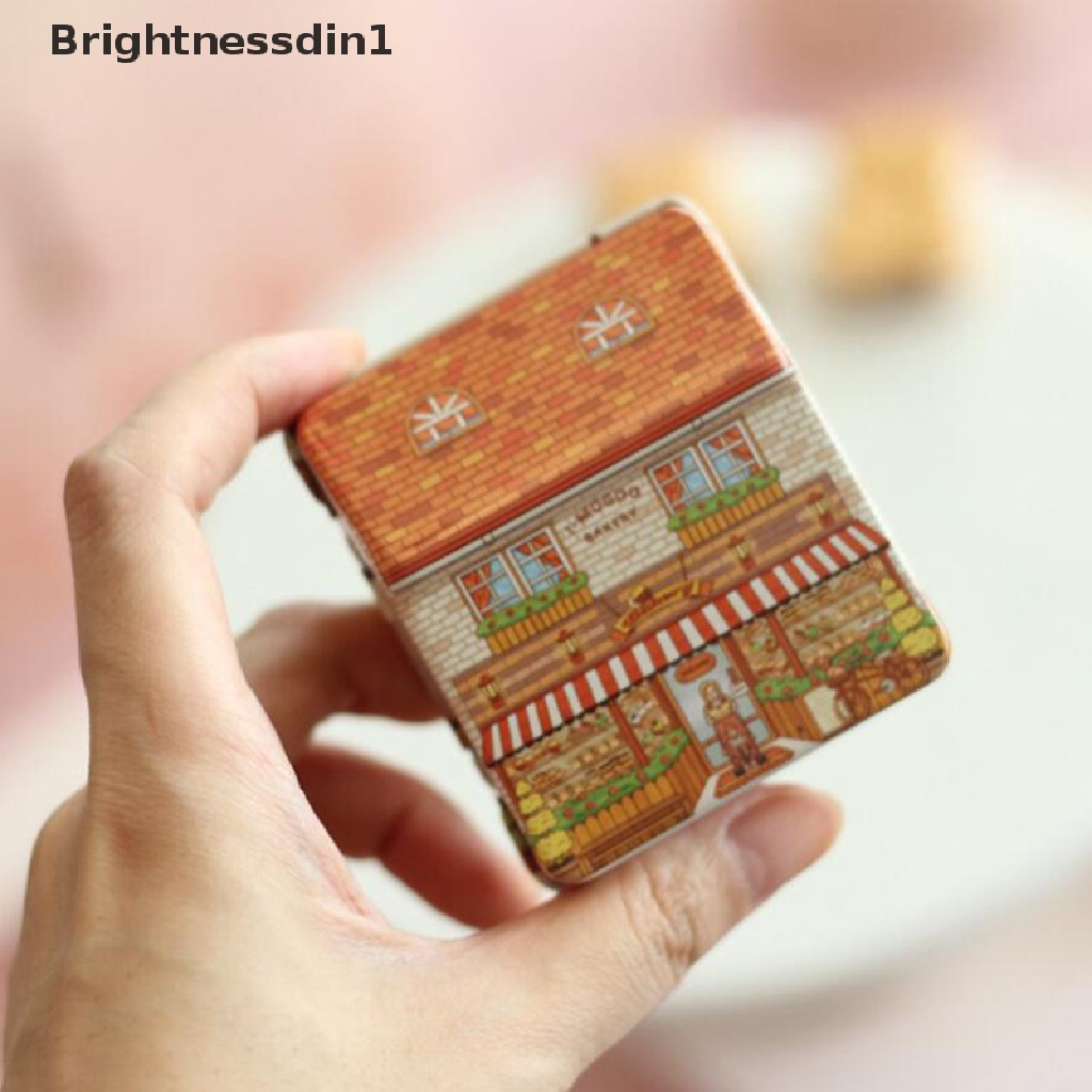 [Brightnessdin1] Bentuk Rumah Kotak Kaleng Mini Permen Pernikahan Paket Hadiah Case Koin Koleksi Tas Butik