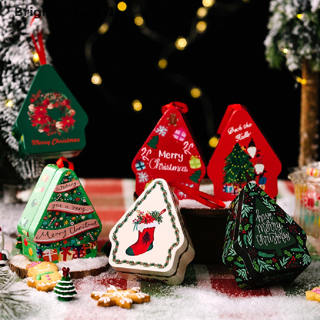 [Brightnessdin1] Candy Box Besi Natal Merry Christmas Dekorasi Untuk Rumah Tahun Baru Xmas Hadiah Box Ornamen Natal Butik