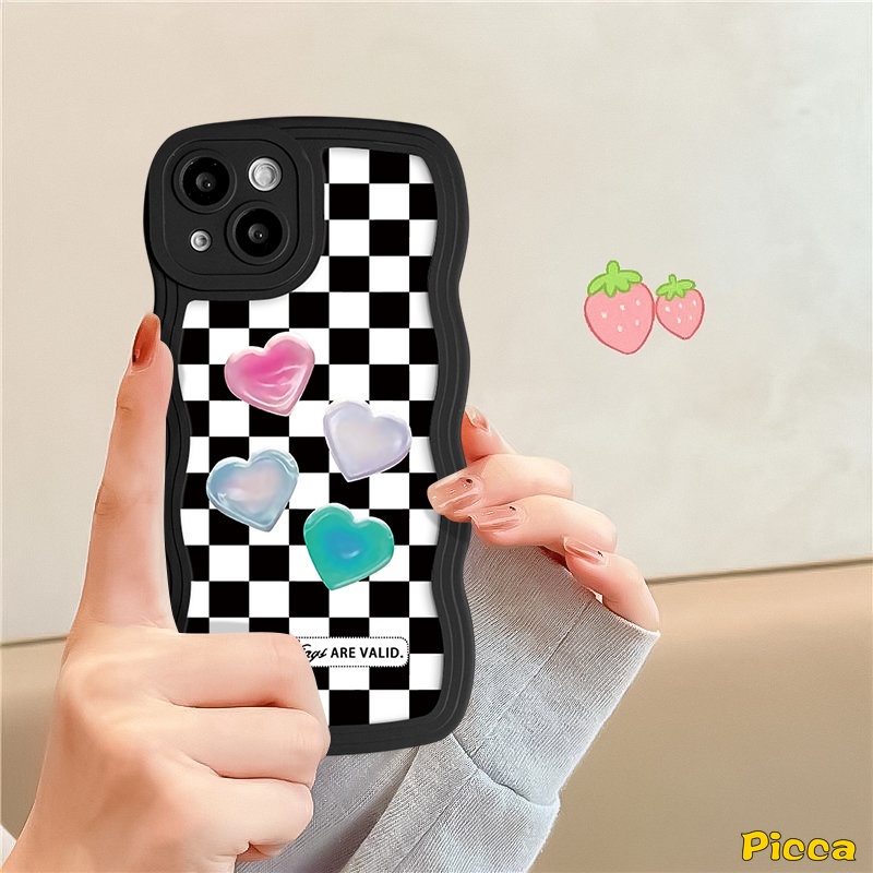 Realme C53 C55 C25 C30 C15 C33 C35 C21Y C25Y C12 C20A C11 C20 C25s 9i 5 6i 8Pro 10 7 9 Pro+7i 8 5s 8i 5i C3 C17 Kartun Toy Story Kotak-Kotak Love Hati Wavy Edge Soft Case