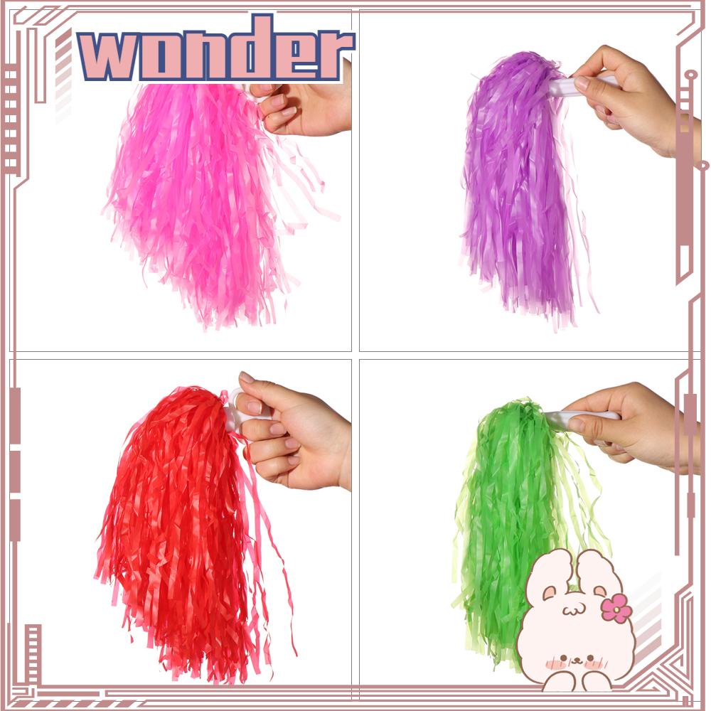 Wonder 1pasang Cheerleader Pompom Konser Fancy Double hole handle Penghias Pesta Tari