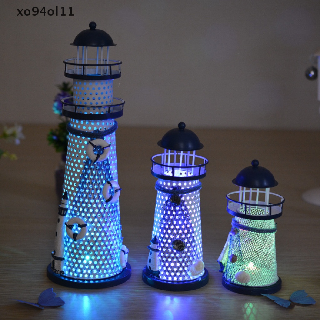 Xo Ocean Flash Mercusuar Jaring Ikan Bintang Laut Shell Ornamen Menara Beacon Metal OL