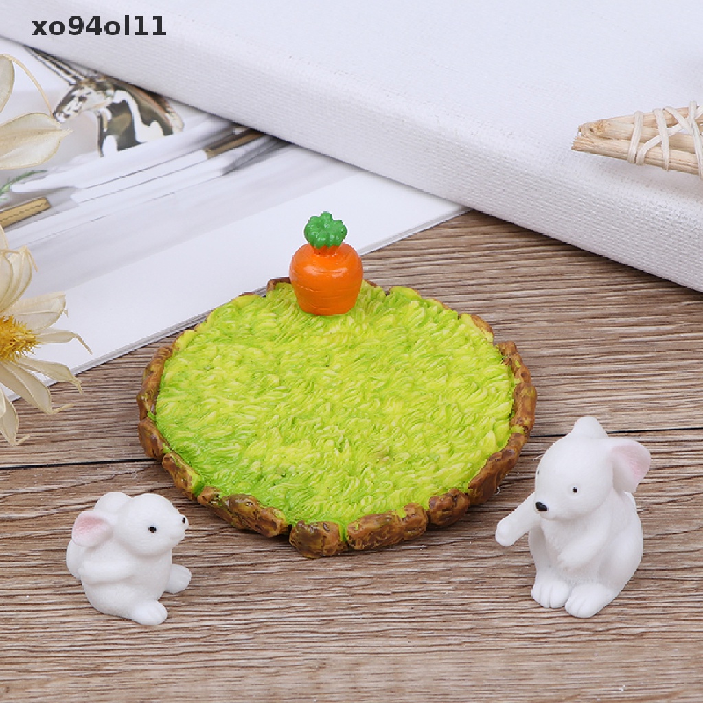 Xo 3Pcs/Set Ornamen Miniatur Patung Kelinci Swan Mikro Untuk Taman Peri DIY OL