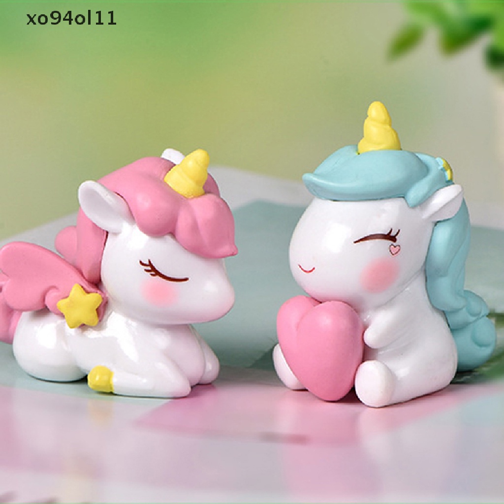 Xo Patung Miniatur Unicorn Lucu Peri Ornamen Taman Kerajinan Lanskap Mikro OL