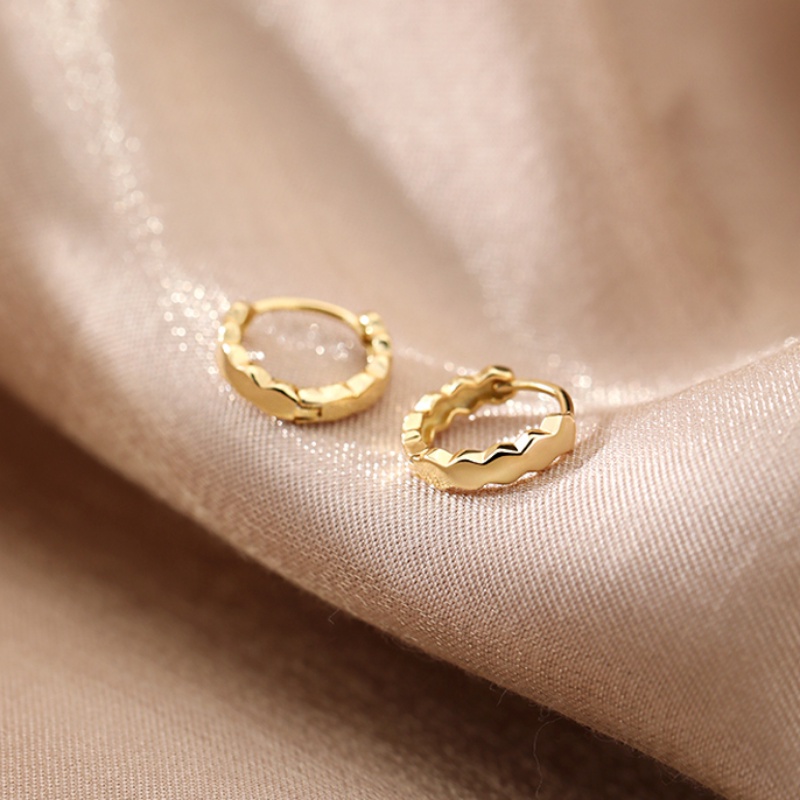 Roselife Minimalis S925 Perak Shiny Lingkaran Hoop Earrings Untuk Wanita Gadis Elegan Geometris Sederhana Anting Bulat Fashion Telinga Perhiasan Aksesoris