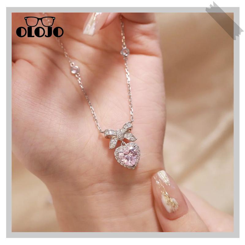 【COD】S925 Sterling Silver Ringan Mewah Busur Simpul Cinta Smart Kalung Wanita Klavikula Rantai Liontin