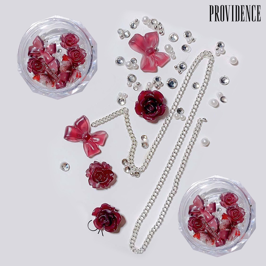 Providence 1kotak Nail Art Decor Shining Glitter High Gloss DIY Shiny Efek Visual Nail Camellia Bows Mix Chain Manicure Charm Nail Salon Supply