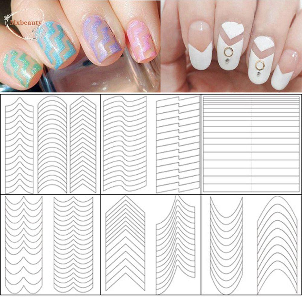 Mxbeauty 10 Lembar / lot Stiker Kuku Extension Warna Putih Untuk Nail Art / Manicure DIY