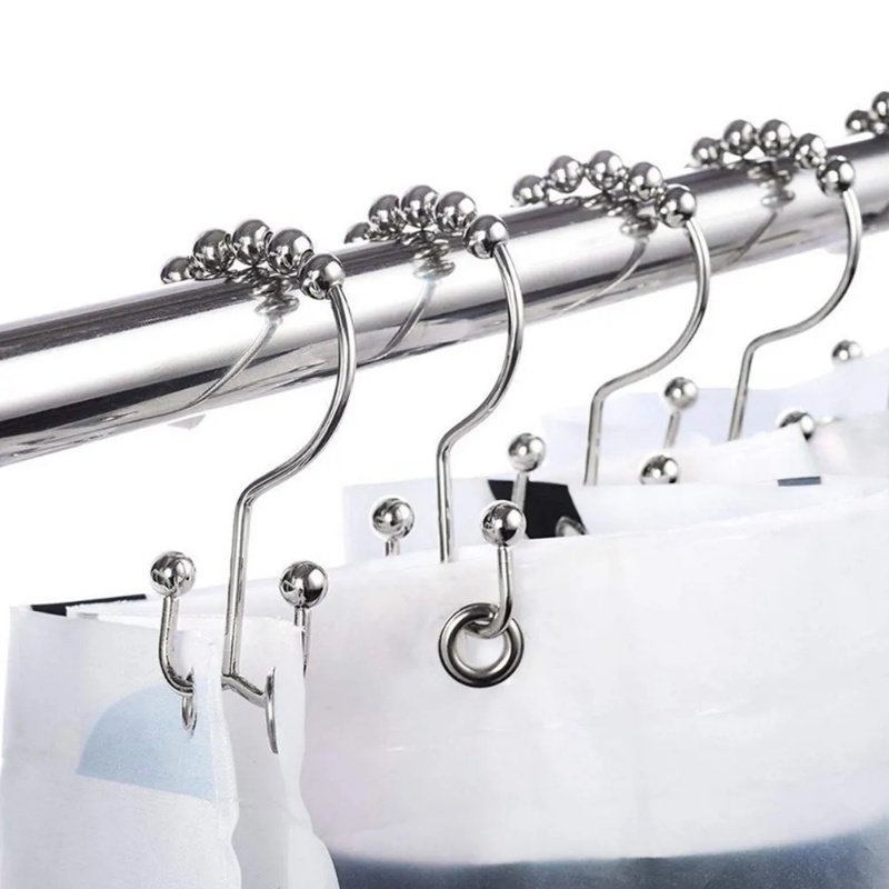 1pc Kreatif Tirai Bergerak Gantung Besi Roller Ball Hook/Portable Shower Curtain Sliding Hooks/Rumah Gantungan Laci Serbaguna