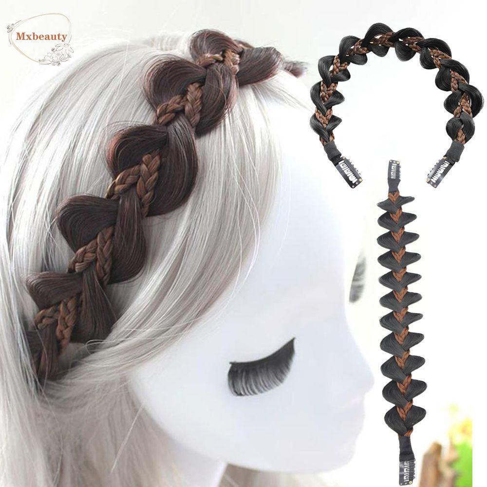 Mxbeauty Non-slip Braided Hair Band Fashion Aksesoris Rambut Twists Elastis Melintir Wig Headband