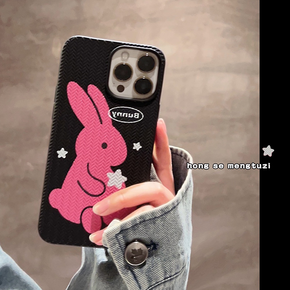 IPHONE Manis Keren Bintang Mawar Merah Bunny Kelinci Rajut Pola Telepon Lembut Pelindung Ponsel Case Cover Untuk Iphone7 8 PLUS X XR XS 11 12 13 14 PRO MAX SE 2020