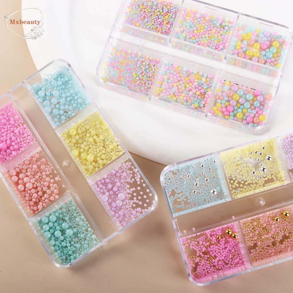 Mxbeauty Manik-Manik Kristal Charms Bentuk Bulat Warna Pink Biru Untuk Aksesoris Nail Art|Manik-manik Bubble Warna-Warni